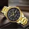 Mens Gold Watches Calendar With Stainless Steel Band Fashion Business Quartz Wristwatch For Men
