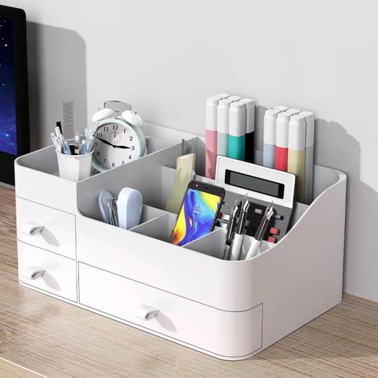 Countertop Storage Box Makeup Organizer with Drawers Large Capacity Smooth Edge Burr-Free Storage Container Cabinet Shelf Organizer