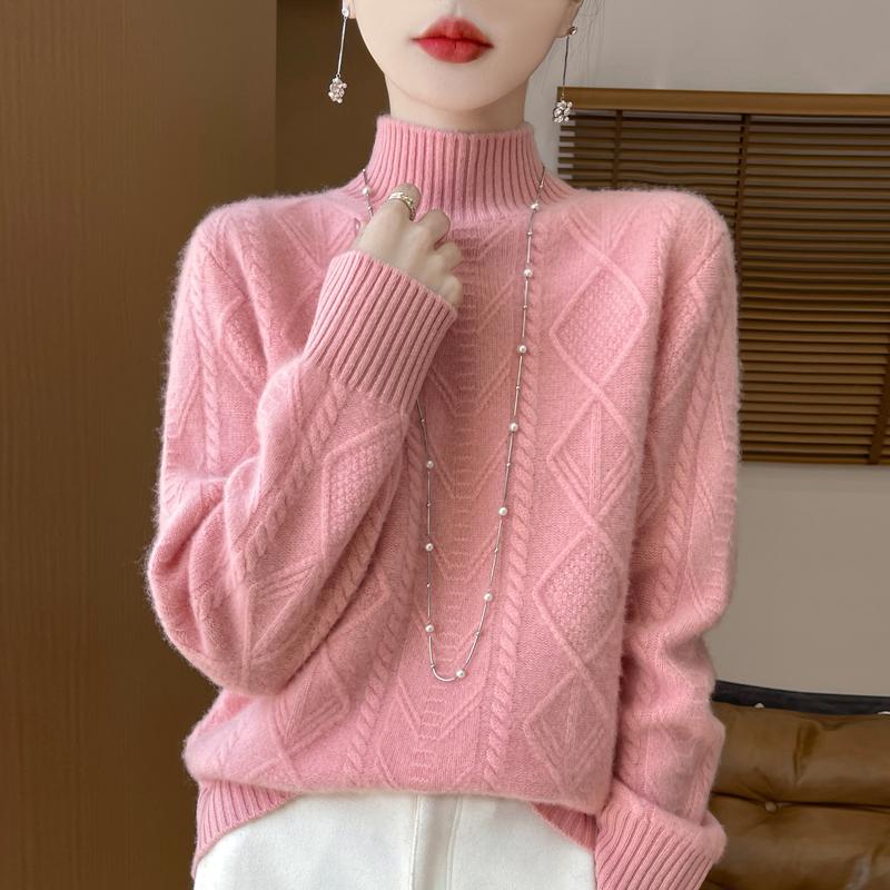 Women Sweater 100% Wool MODERN NEW SAGA Turtleneck Knit Pullover Thick Winter Jumpers Female Knit Tops