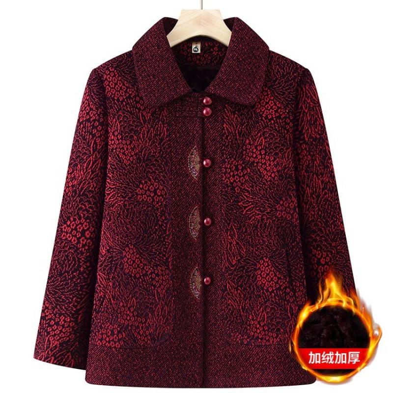 Winter Woolen Jacket Festive Top Lapel Old Lady Clothes Fleece To Keep Warm
