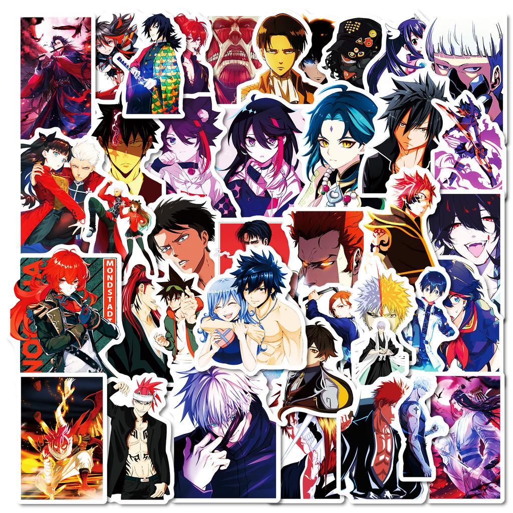 50 Two-Dimensional Japanese Animation Series Graffiti Stickers Blue-Haired Teenager Decorative Stickers
