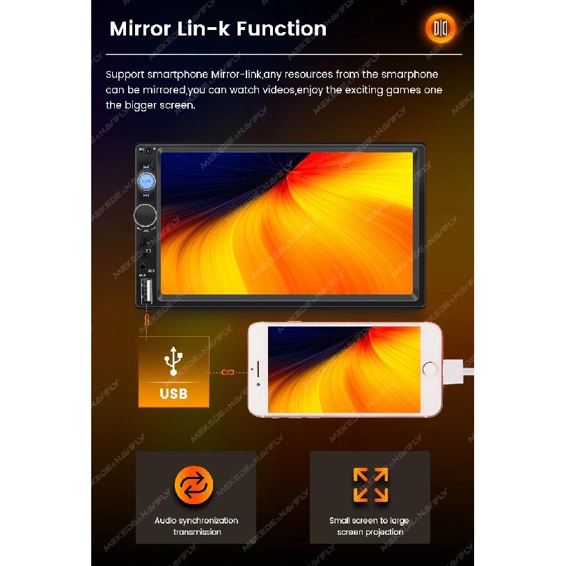 MEKEDE ND1 Carplay Android Auto Car Radio Stereo 7010B MP5 Multimedia Player Universal HD Touch Screen Mirror Link TF USB FM