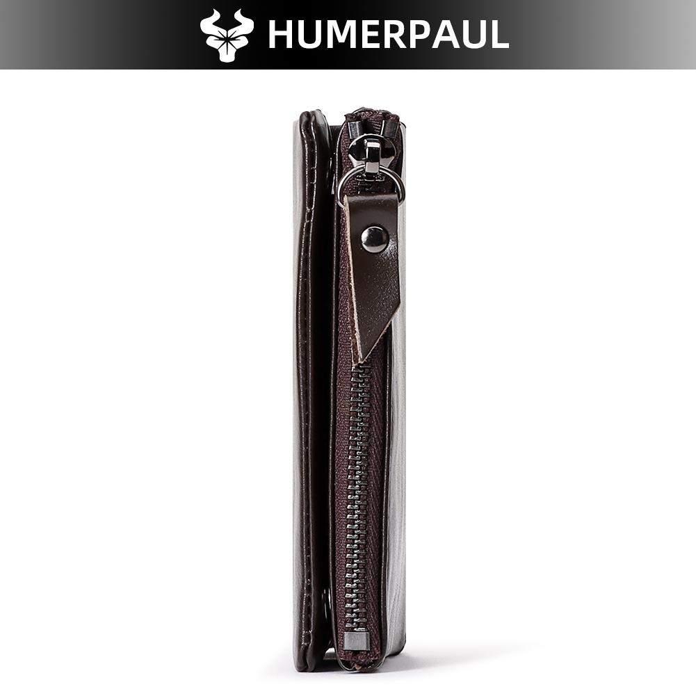 Humerpaul Новый RFID мужской кошелек, защита от кражи, сканирование, мужской кожаный короткий кошелек на молнии, чехол для монет, повседневная сумка для денег