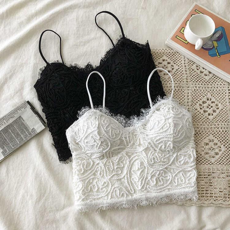 Spicy Girl Summer Wenwen Lace Camisole Bralette with Chest Pad