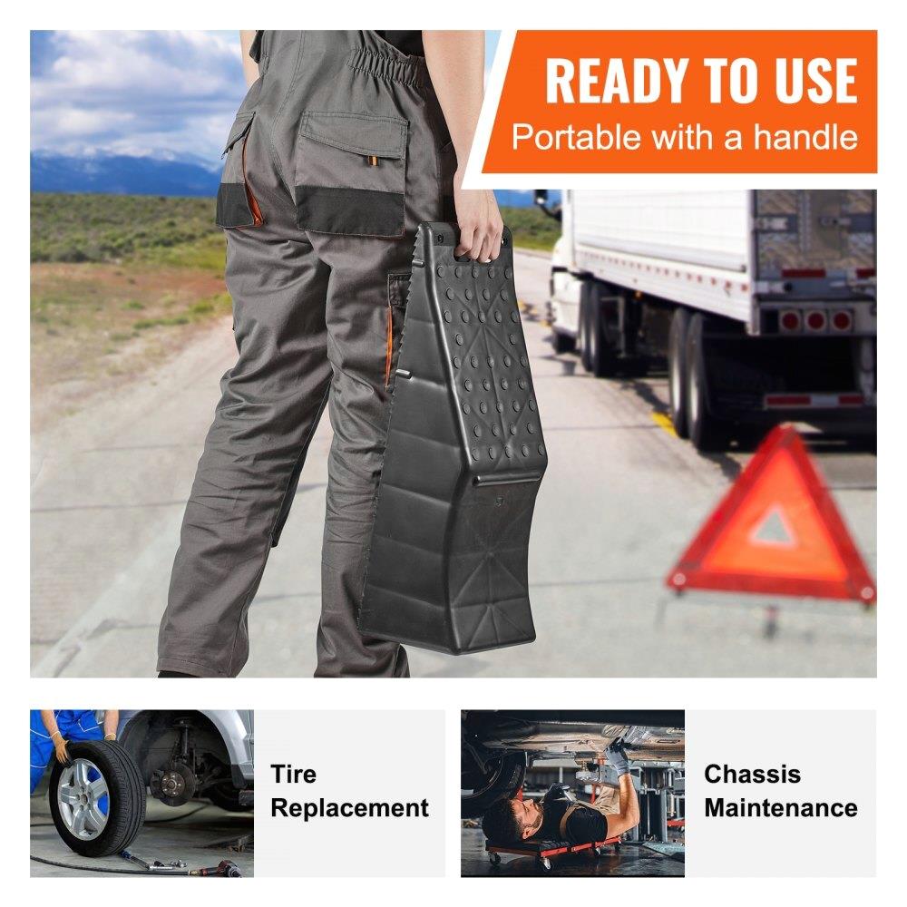 Низкопрофильные автомобильные сервисные рампы, 10 тонн 5,5" подъем Сверхпрочные пластиковые шинные рампы для гаража, ремонта автомобиля и безопасного подъема