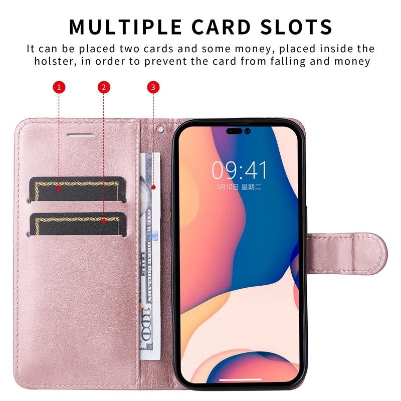 Сплошной цветной чехол-кошелек с держателем для карт для iPhone Huawei Honor Samsung Galaxy Xiaomi Redmi Флип-кобура из искусственной кожи