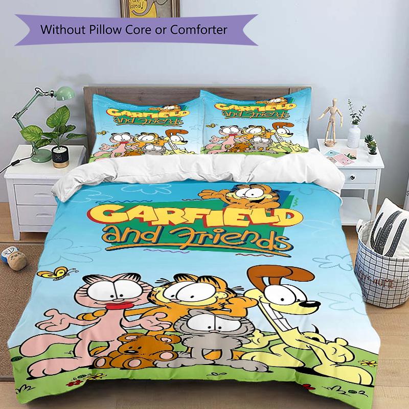 3pcs Garfield, Friends Duvet Cover Set - Machine Washable, Includes 1 Duvet Cover and 2 Pillowcases, No Core Included yy251022191