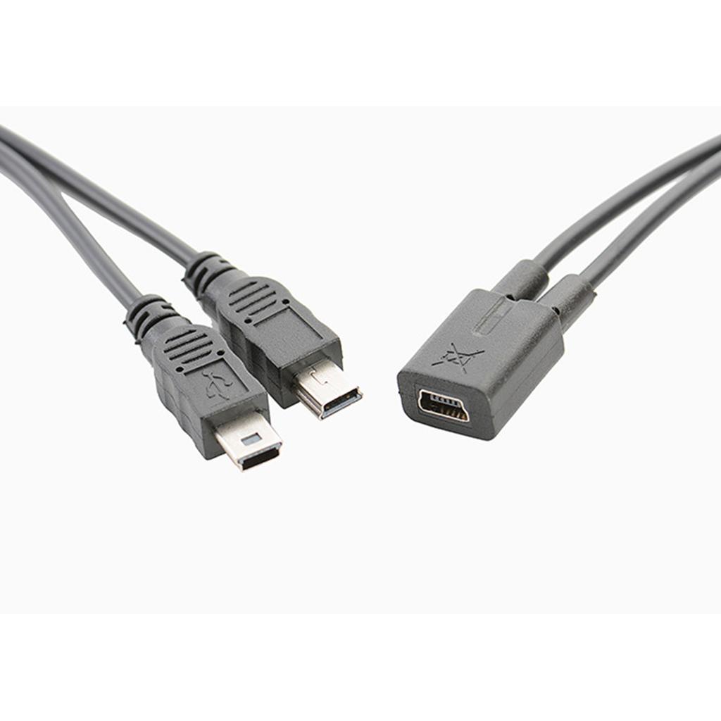 Mini USB 1 To 2 Y Splitter Cable USB 2.0 Mini 5-Pin Female To Double 2 Male Converter High Speed Charging Cable Cord