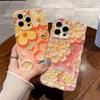 Laser Blue Light Flowers Phone Case For iPhone 11 12 13 14 15 Pro Max 14Pro Luxury Camera Protection Soft IMD Back Cover Coque
