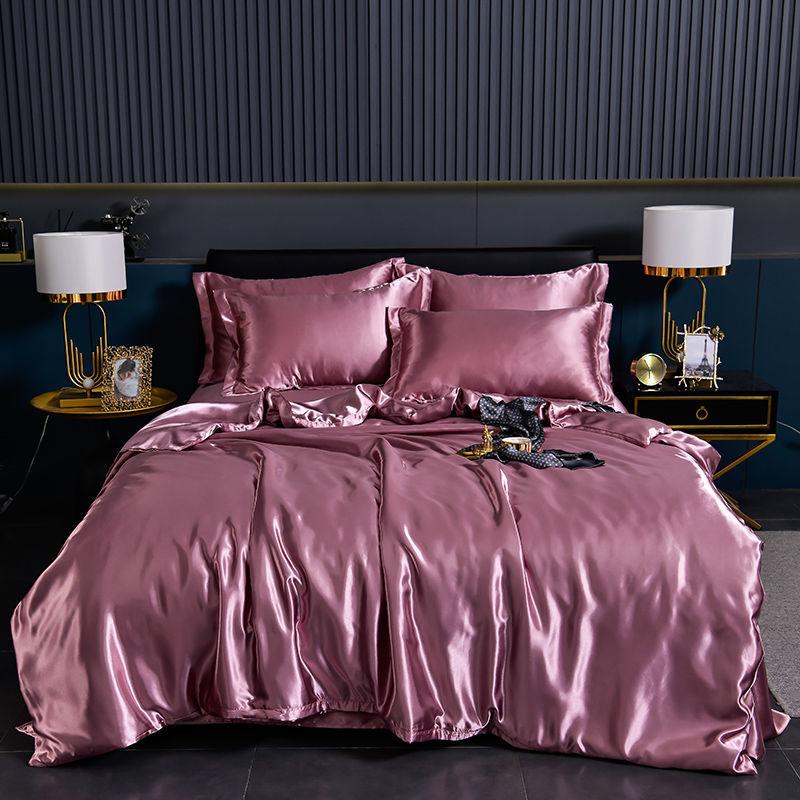 Luxury Blending Natural Mulberry Silk Duvet Cover Set with Fitted Sheet High-end Satin Silky King Size Bedding Set Queen Bed Set