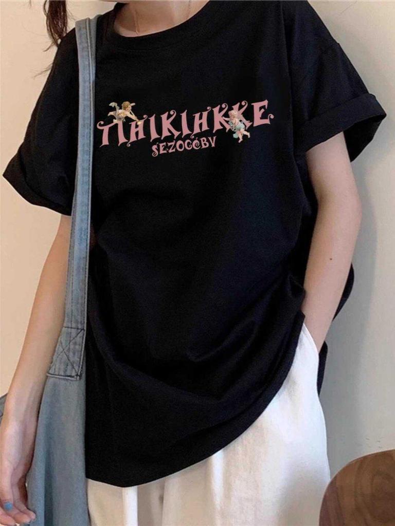 Унисекс Хлопковая футболка в американском стиле High Street Chic, Летняя, Большого размера, Свободный крой для Мужчин, Женщин и Пар