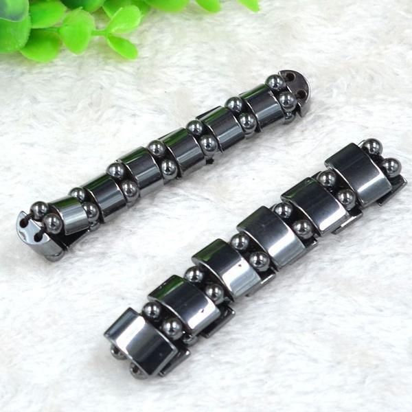 1 шт. Модный унисекс черный камень магнитная терапия здоровье уход браслет унисекс круглый гематит браслеты