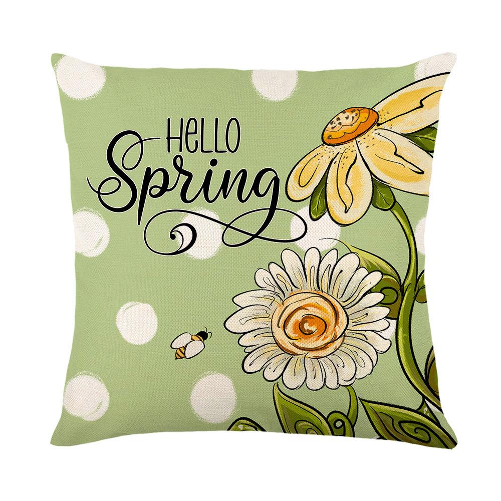 New Spring Printed Pillow Cover Polyester Letter Flower Bouquet Home Cushion Cover Bedroom Cushion Cover