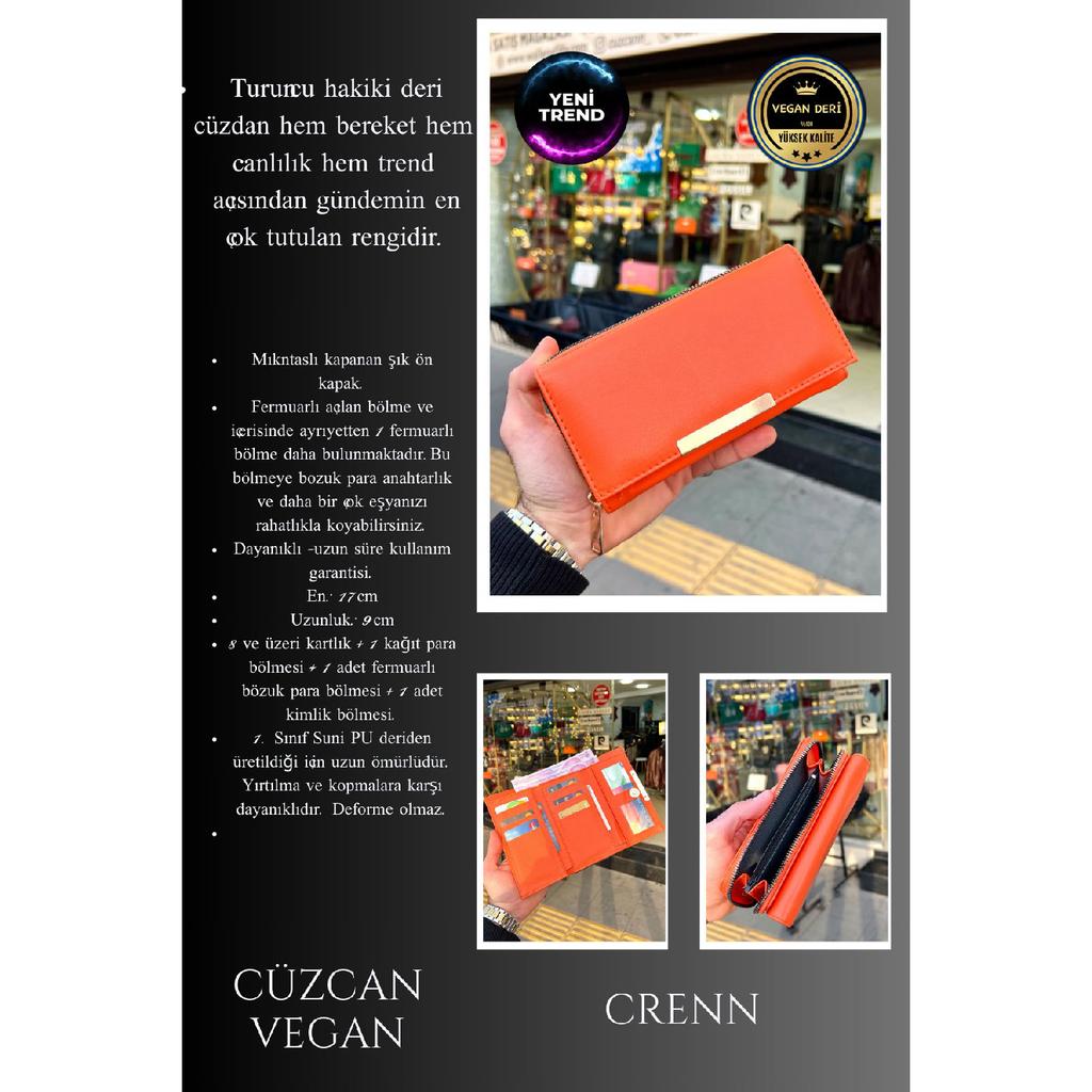 Полезный многосекционный женский кошелек из веганской кожи Orange Orange (17х9 см)