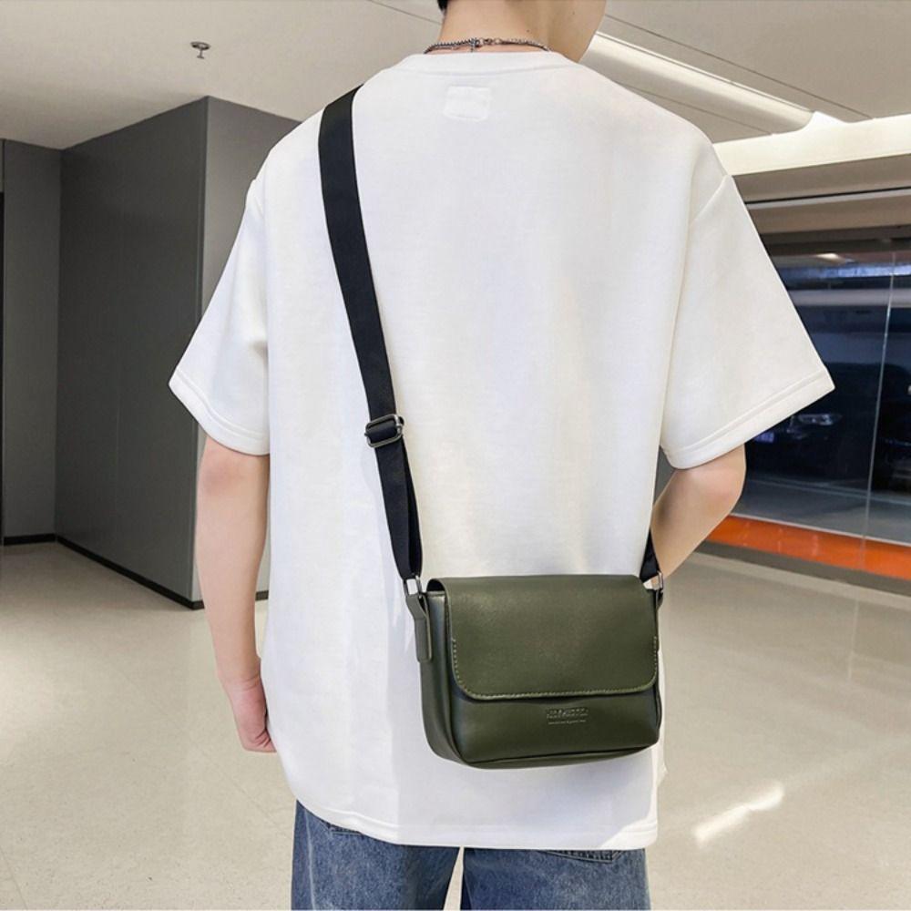 Rectangular Men Crossbody Bag PU Leather Shoulder Bag Fashion Women Messenger Bag Camping