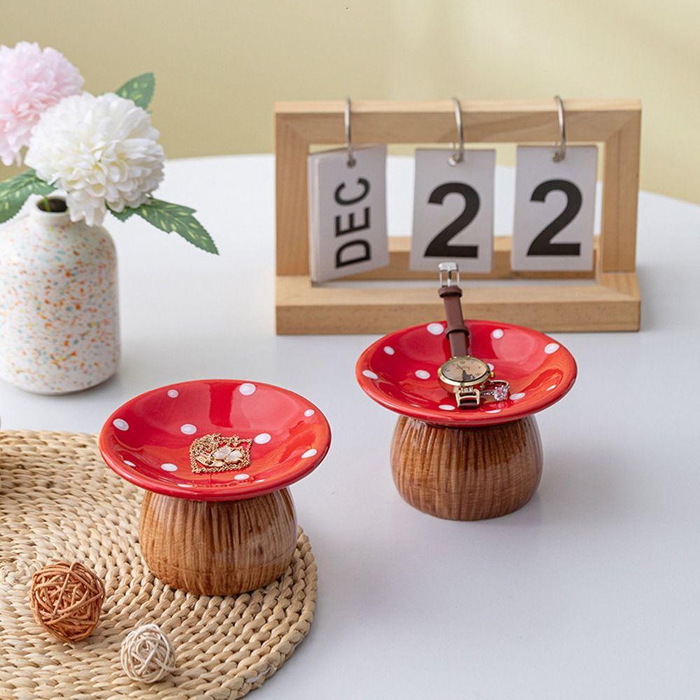 Mushroom Shape Mushroom Storage Tray Detachable Jewelry Organizer Cute Ceramic Key Catchall  Phone