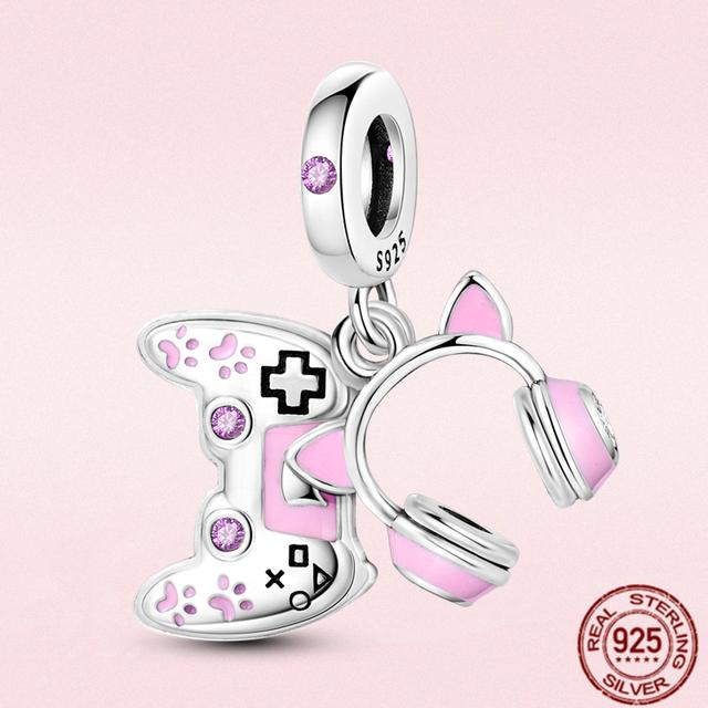 2023 New Pink Flowers Unicorn Flower Heart Mama Forever Love Beads Fit Original Fasion Glamour 925 Silver Bracelet Jewelry