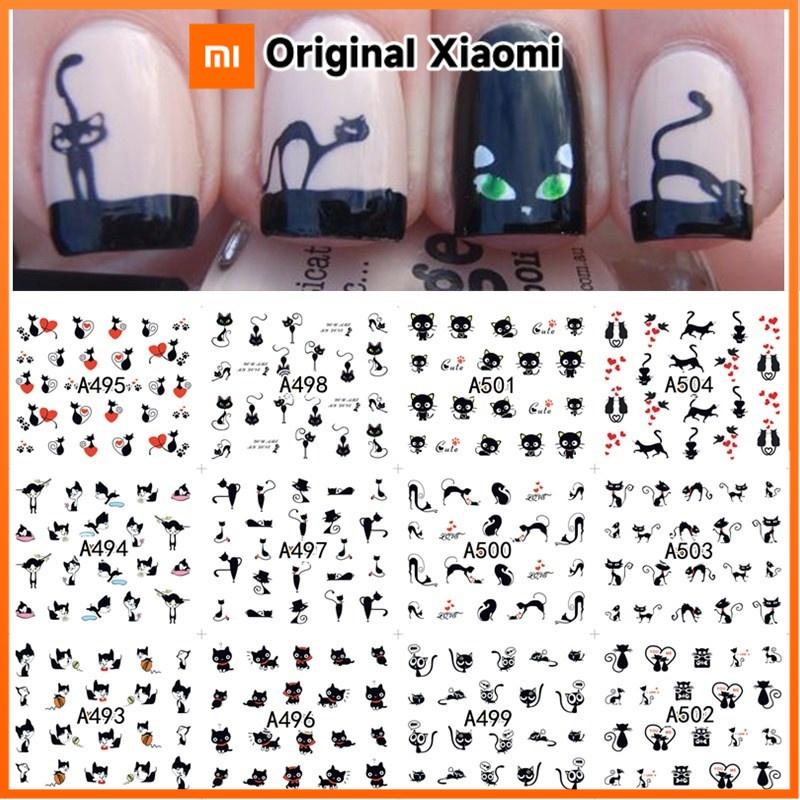 Xiaomi 1 лист 12 видов дизайнов DIY переводные наклейки для ногтей узоры с черными кошками наклейки для ногтей наклейки с водяными знаками наклейки для ногтей