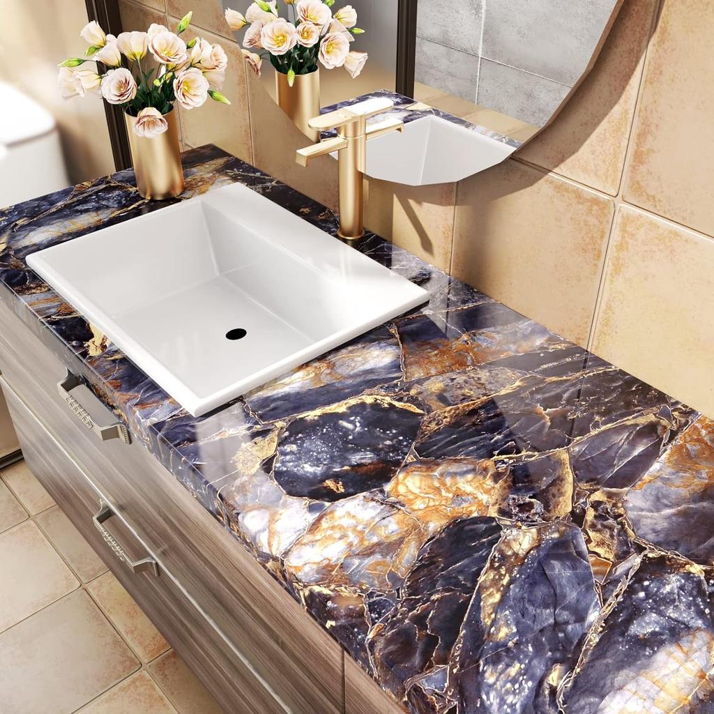 40cm Width Marble Self Adhesive Wallpaper Vinyl Wall Stickers Waterproof Contact Paper For Kitchen Decorative Film Home Decor