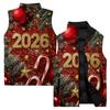 Men's Casual And Fashionable Sleeveless Vest, Solid-color Printed Cotton Jacket