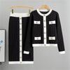 Women's Autumn and Winter High-end Dress Set Half Skirt Knitted Cardigan Two-piece Dress Set
