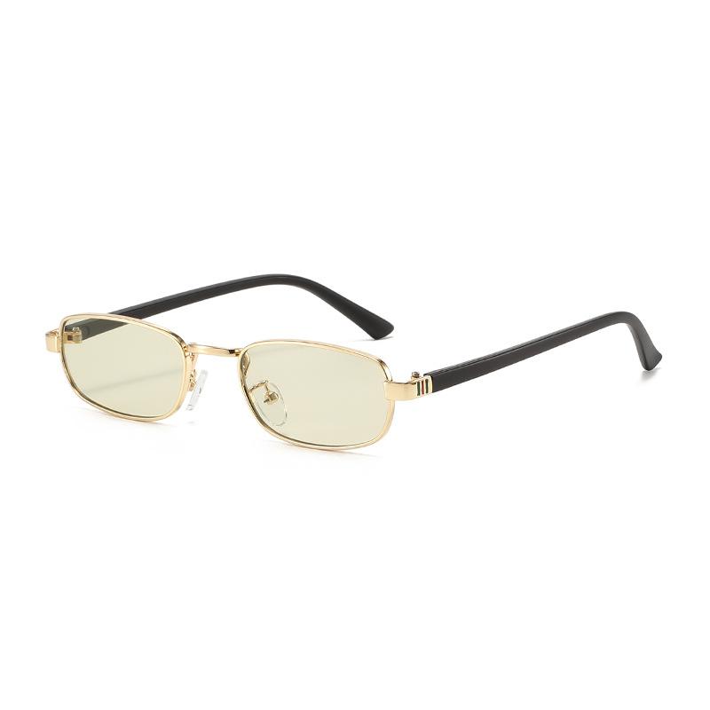 Small frame sunglasses, metal narrow frame sunscreen sunglasses, personalized women's versatile senior glasses UV sunscreen