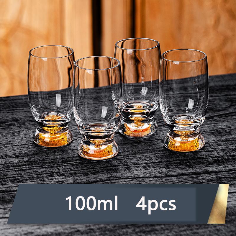 100 мл хрустальные ликерные бокалы набор из 2/4/6 шт виски водка рюмки бокалы для вина золотистое стекло спиртные напитки сакэ соджу бренди чайная чашка