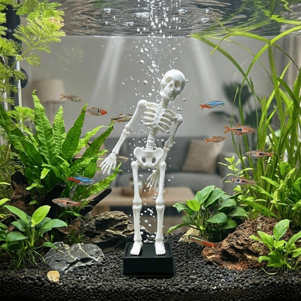 3D Printed Dancing Skeleton Aquarium Bubbler Gothic Fish Tank Bubbler Skull Ornament Underwater