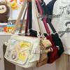 2025 College Style Large Capacity Women's Messenger Bag - Transparent Button Badge Ita Bag