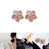 Pink Flower Zircon Ear Pins With Silver Needle For Casual And Formal Occasions