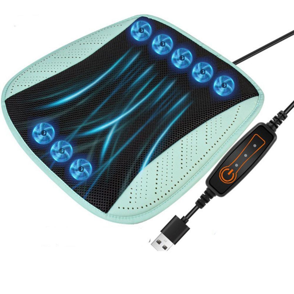 with 8/5 USB Fans Car Ice Silk Seat Cushion Fast Blowing Car Seat Cooling Pad Office Chairs