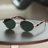 Retro Money Style Metal Oval Sunglasses Women 2026 New Sunscreen UV Protection Hong Kong