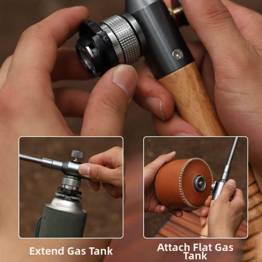 Timber Handle Long Flamethrower Three-stage Flame Lighter Fuel Burner Lighter Fire Starting