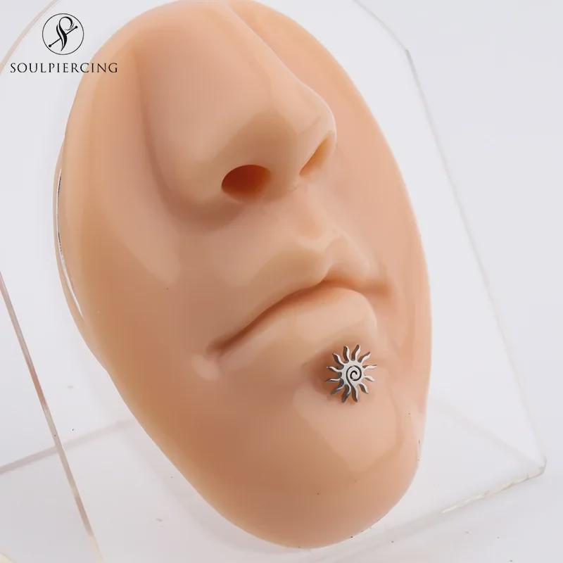 Swirl Stainless Steel Lip Rings - Sunflower Design Piercing Jewelry
