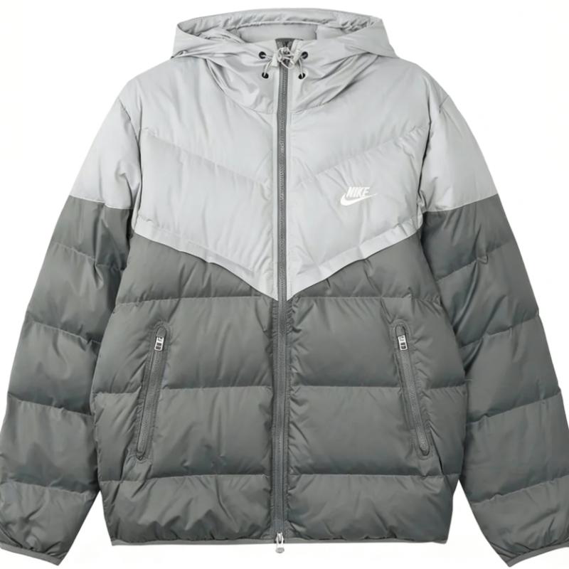 Nike Ветровка Storm-FIT Windrunner PrimaLoft ® с цветными блоками, куртка с длинными рукавами и капюшоном, теплая куртка из пуха, мужская, серая