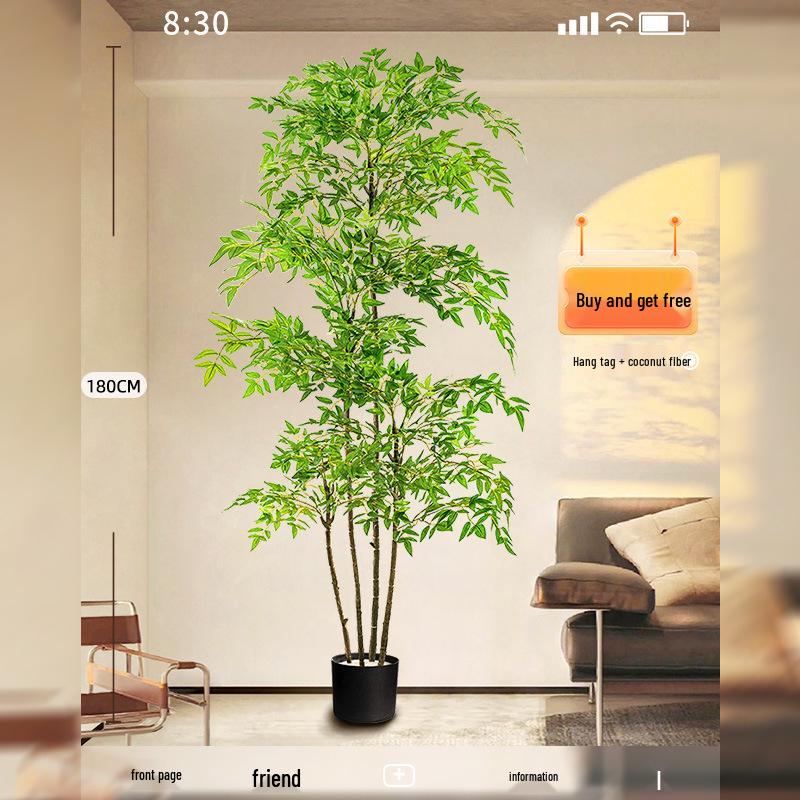 Нандина Роскошное Искусственное Дерево - Напольное Украшение для Помещений и Бионическое Зеленое Растение в Горшке