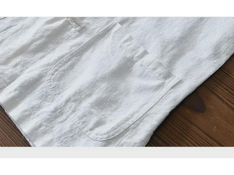 Мужская хлопчатобумажно-льняная рубашка в китайском стиле с пуговицами: Повседневный костюм Тан, свободный древний стиль Ханьфу, большой размер, топ среднего возраста