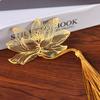 Tassels Metal Bookmark Lotus Flower Book Clip Classical Hollowed Out Bookmark  Gift