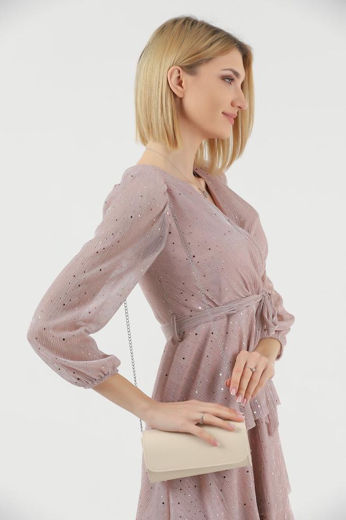 Women's Stylish and Useful Evening Dress Bag Cream Soft Evening Dress Portfolio Clutch Bag