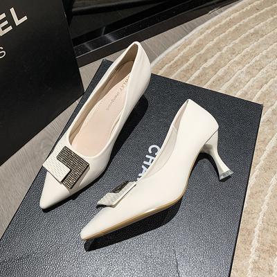 Мода 2024 Весна и Осень Новая Корейская Версия Модные Остроносые Туфли-лодочки на Высоком Каблуке