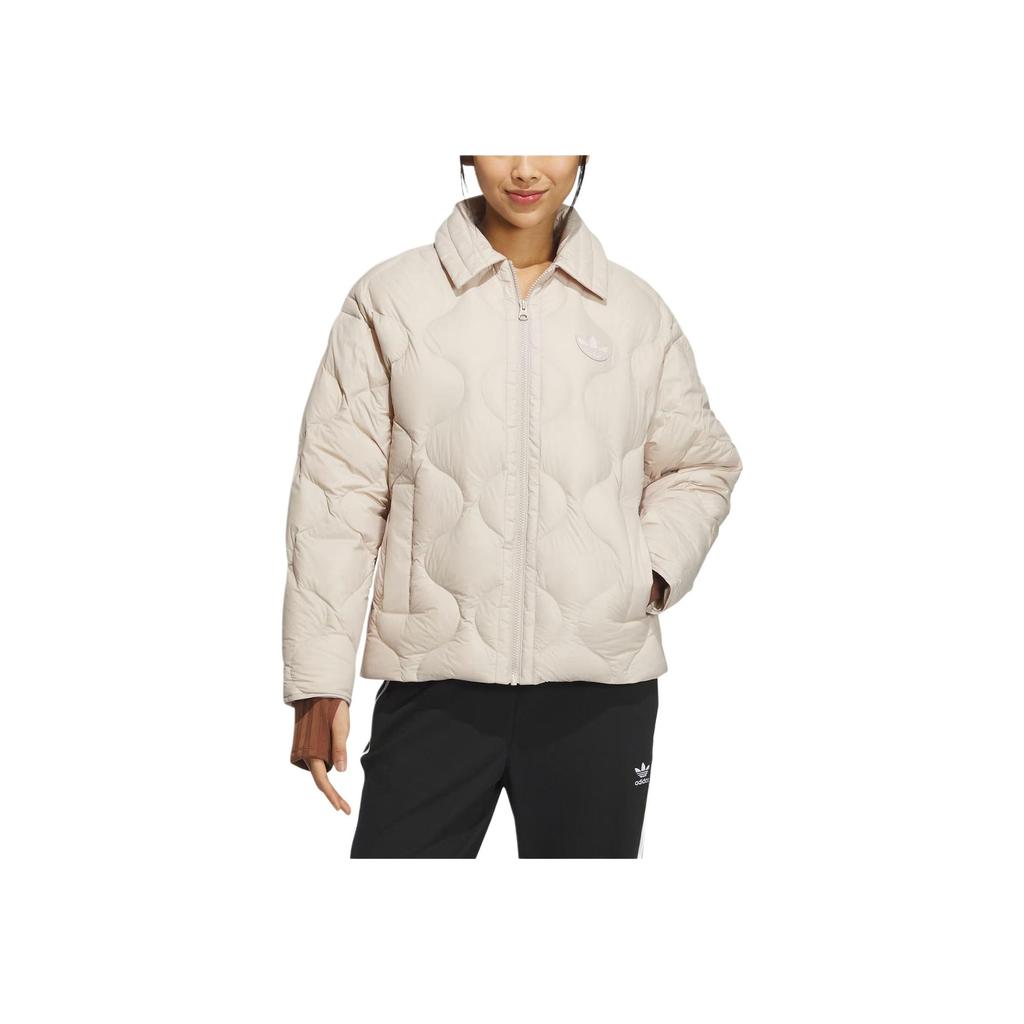 Adidas Originals Down Short Jacket 600 Fill Solid Logo Loose Down Jacket Women Jacket Off-White IK2800