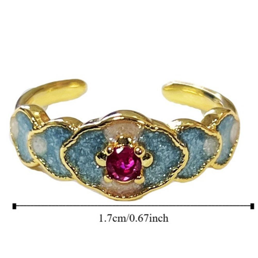 Прозрачное эмалевое кольцо Изысканные металлические открытые кольца Модные китайские винтажные кольца Ежедневно