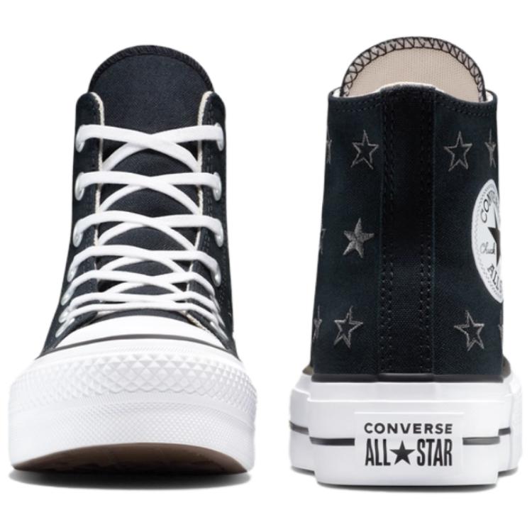 Converse All Star Lift Удобные Модные Высокие Кеды из Канваса Женские Черно-белые