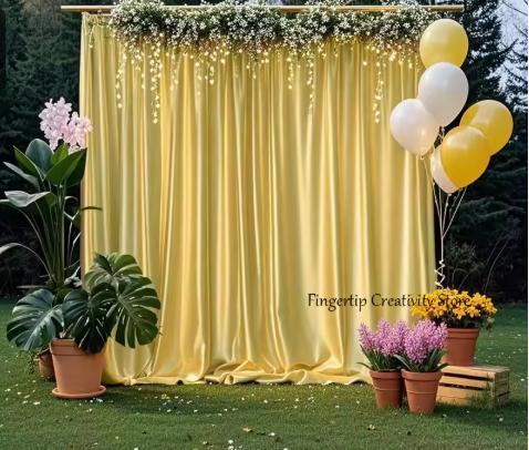 Satin Backdrop Curtain,with Rod Pocket for Wedding,Birthday,Baby Shower,Photography,Graduation Party Backdrop Drapes,1 Panel