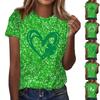 Women's  Casual Short Sleeve Shirts Fashion St Patrick's Print Tunic Tops With Pockets
