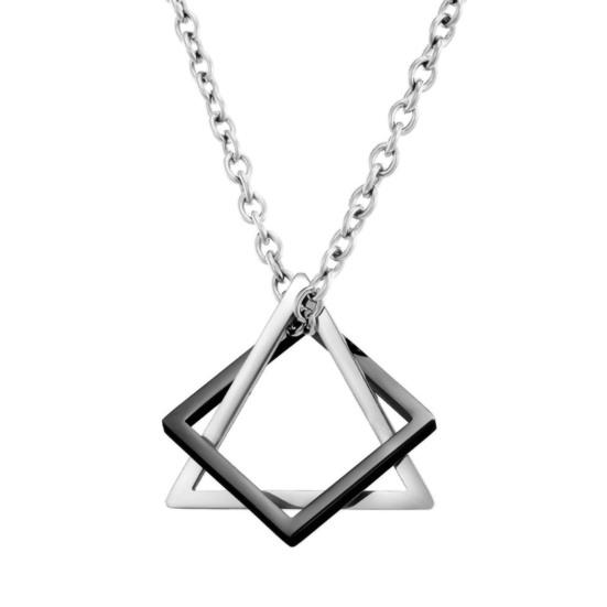 Men Necklace Contrast Color Triangle Shape Hip-hop Style Retro Men Pendant for Daily Wear