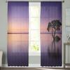 Sunset Tree Water Silhouette Window Curtain for Bedroom Sheer Curtain for Living Room Luxury Tulle Curtain for Kitchen