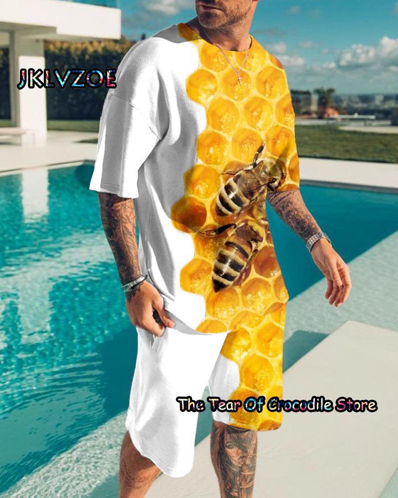 3d Print Colorful Men Tracksuit Tee Set Jogging Homm Clothes For Man T-Shirt Summer Tshirt Suit Short 2 Pieces Set