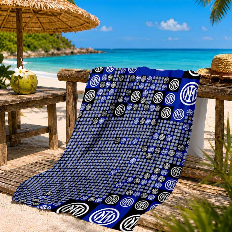 Mi-lan FC Emblem Printed Microfiber Beach Towel, Soft And Absorbent, Quick-Dry, Ideal for Summer Travel, Beach Essential, Swimming Pool