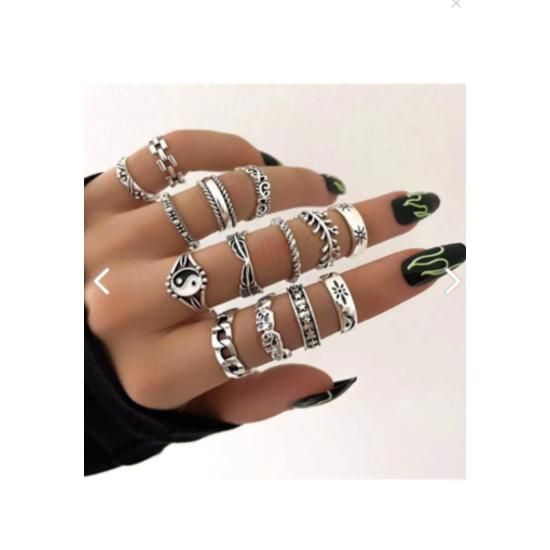 14 Adet Çoklu Yüzük Seti